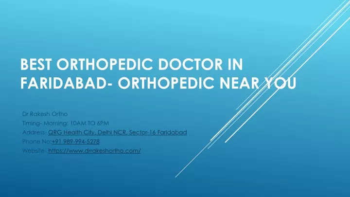 best orthopedic doctor in faridabad orthopedic near you