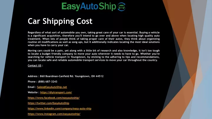 car shipping cost