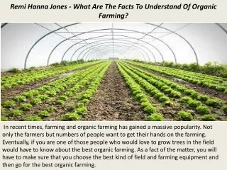 Remi Hanna Jones - What Are The Facts To Understand Of Organic Farming?