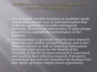 no one comes close to our quality business research assignment help