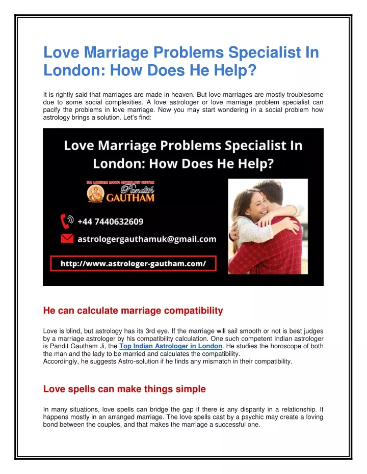 love marriage problems specialist in london