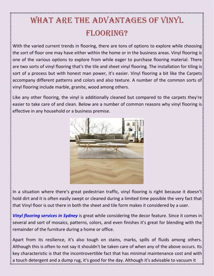 what are the advantages of vinyl flooring