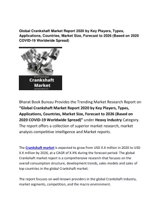 global crankshaft market report 2020