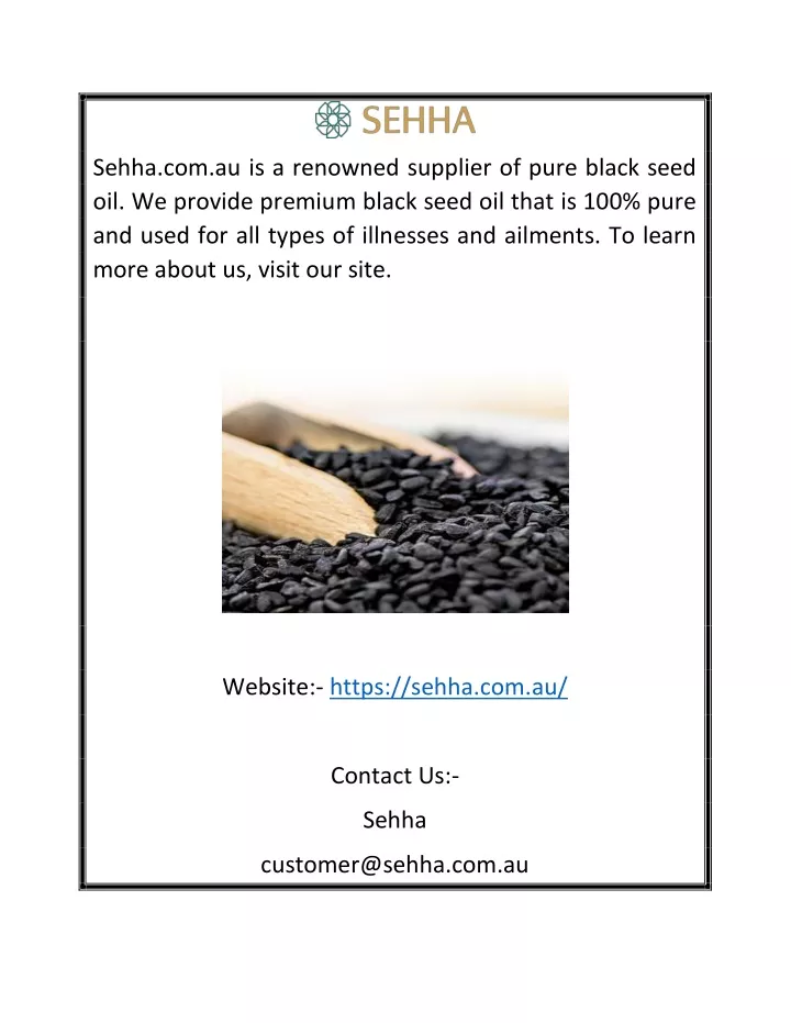 sehha com au is a renowned supplier of pure black