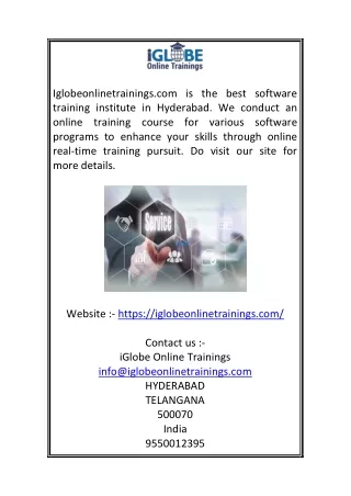 Best Online Software Training Institute in Hyderabad | Iglobeonlinetrainings.com