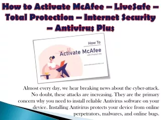 how to activate mcafee livesafe total protection