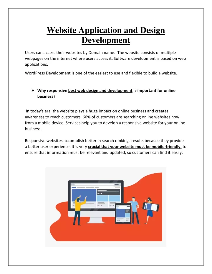 website application and design development