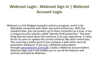 Webroot Login : Webroot Sign in | Webroot Account Login