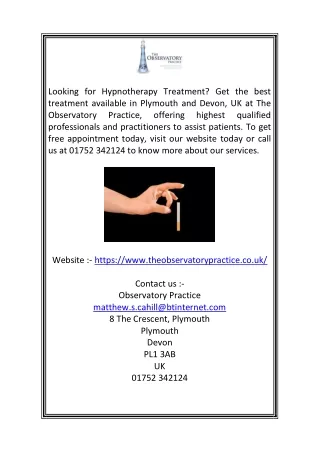 looking for hypnotherapy treatment get the best