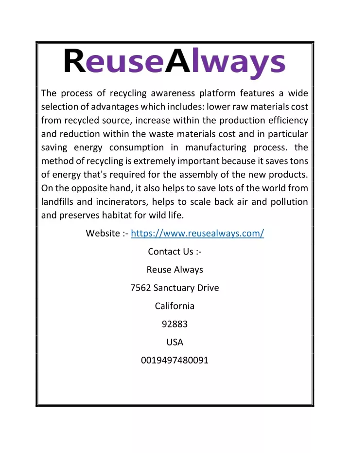 the process of recycling awareness platform