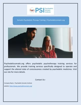 somatic psychedelic therapy training