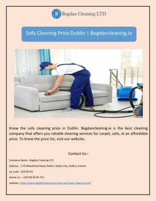 Sofa Cleaning Price Dublin | Bogdancleaning.ie