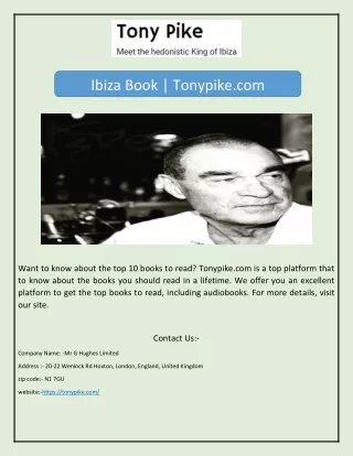 Ibiza Book | Tonypike.com