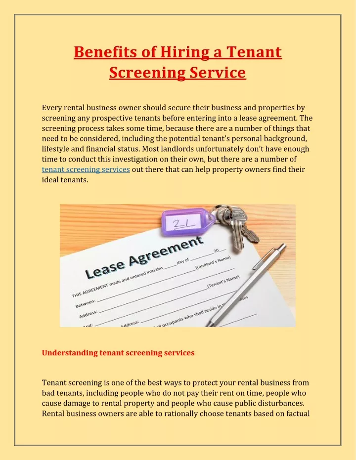 benefits of hiring a tenant screening service