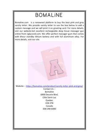 Buy Pink and Grey Varsity Letter Online | Bomaline.com