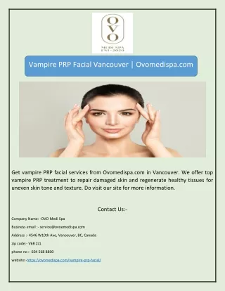 vampire prp facial vancouver ovomedispa com