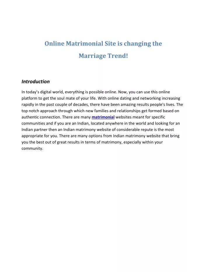 online matrimonial site is changing the