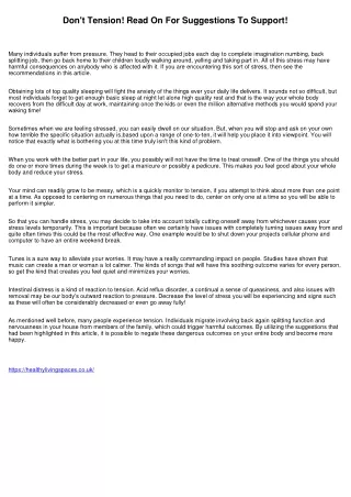 don t tension read on for suggestions to support