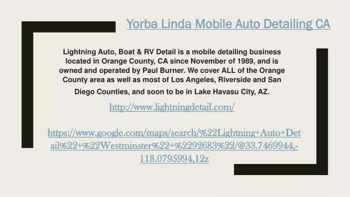 yorba linda mobile auto detailing ca