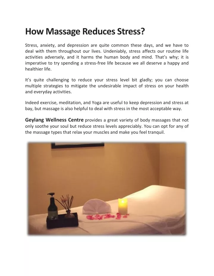 how massage reduces stress