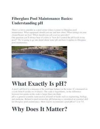 Fiberglass and Vinyl Swimming Pools Services Canada