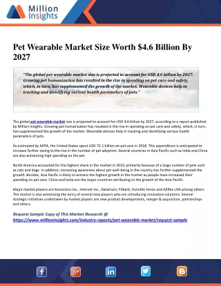 Pet Wearable Market Size Worth $4.6 Billion By 2027