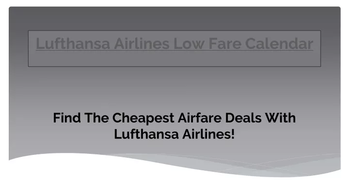 lufthansa airlines low fare calendar