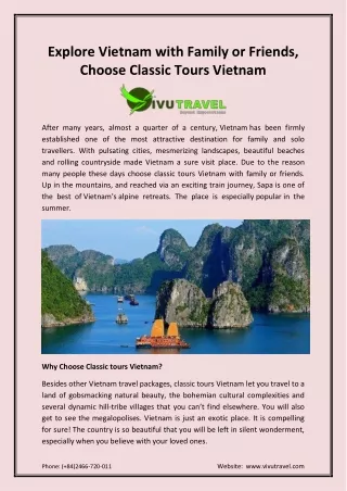 Explore Vietnam with Family or Friends, Choose Classic Tours Vietnam