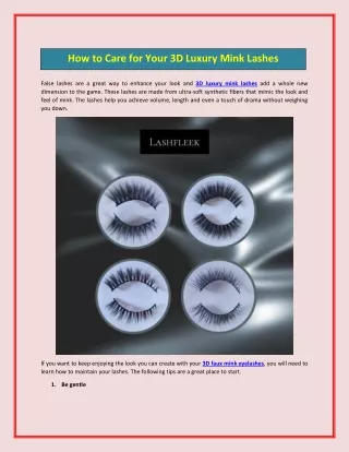 how to care for your 3d luxury mink lashes