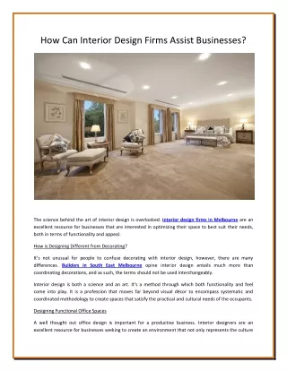 how can interior design firms assist businesses