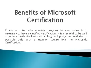 Benefits of Microsoft Certification