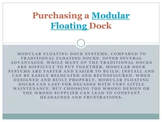 Purchasing a Modular Floating Dock