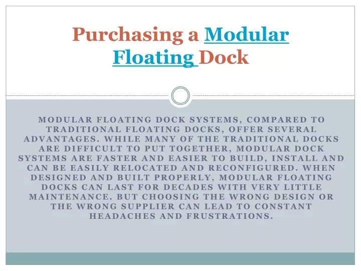purchasing a modular floating dock