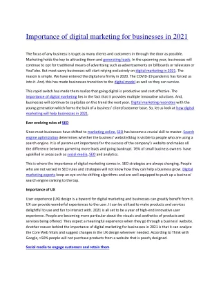 Importance of digital marketing for businesses in 2021