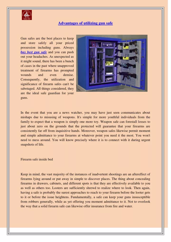 advantages of utilizing gun safe