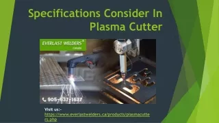 Specifications Consider In Plasma Cutter