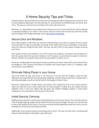 5 Home Security Tips and Tricks