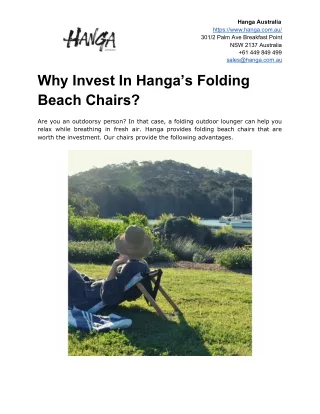 Why Invest In Hanga’s Folding Beach Chairs?