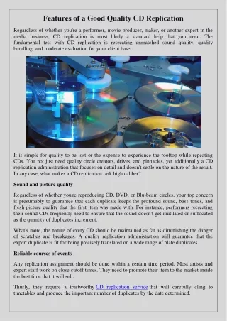 features of a good quality cd replication