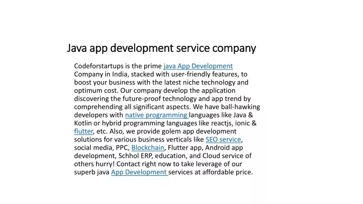java app development service company