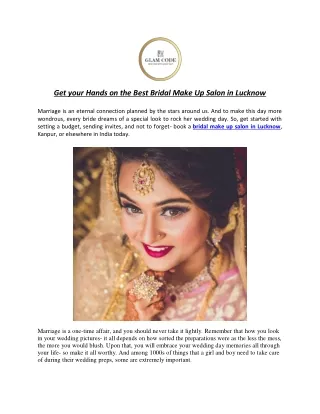 Get your Hands on the Best Bridal Make Up Salon in Lucknow