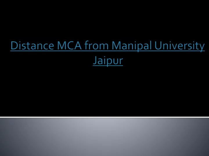distance mca from manipal university jaipur