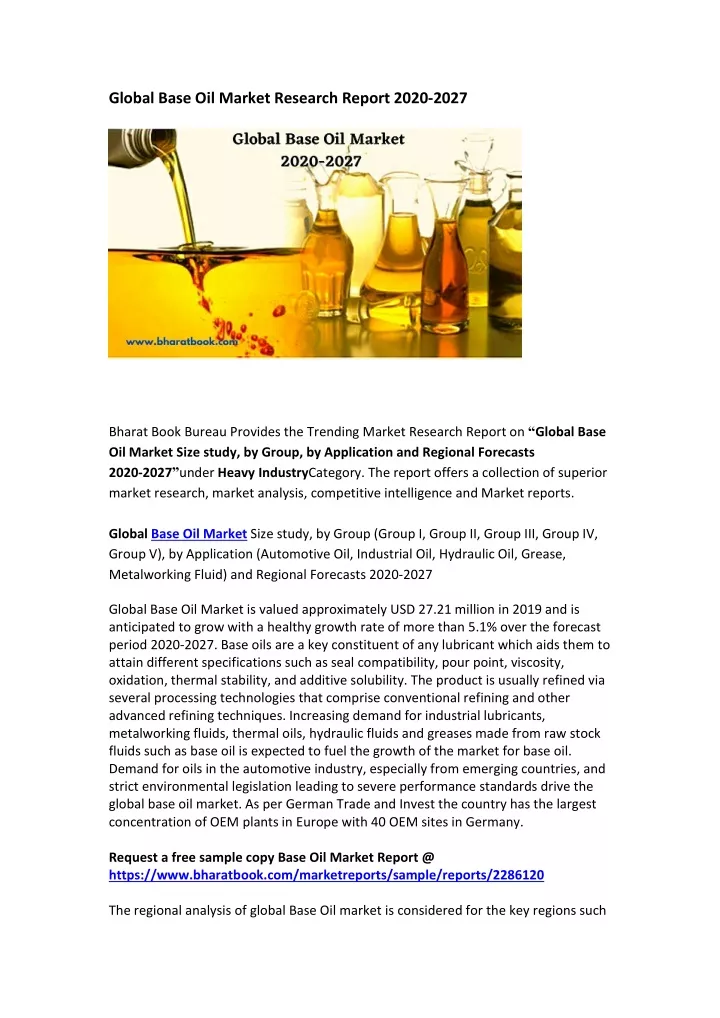 global base oil market research report 2020 2027