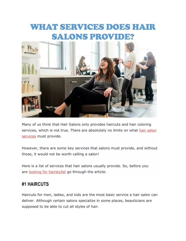 what services does hair salons provide