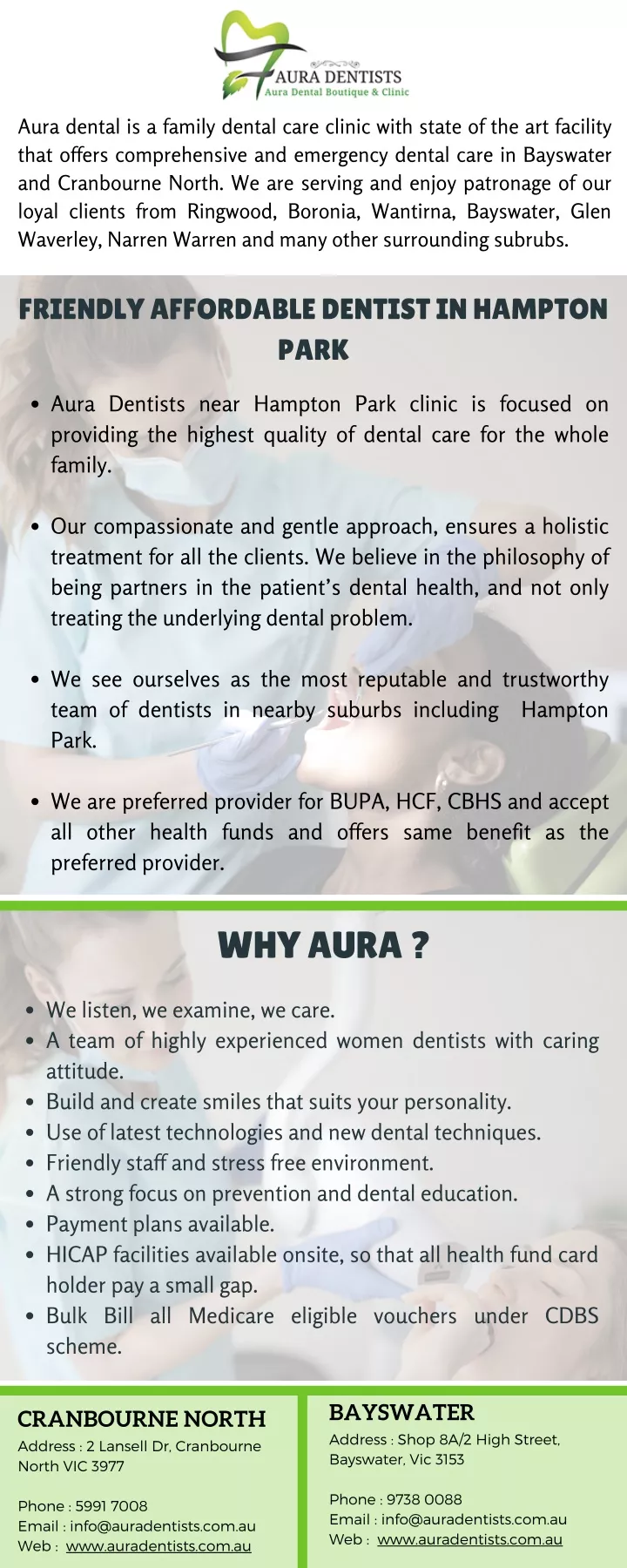 aura dental is a family dental care clinic with