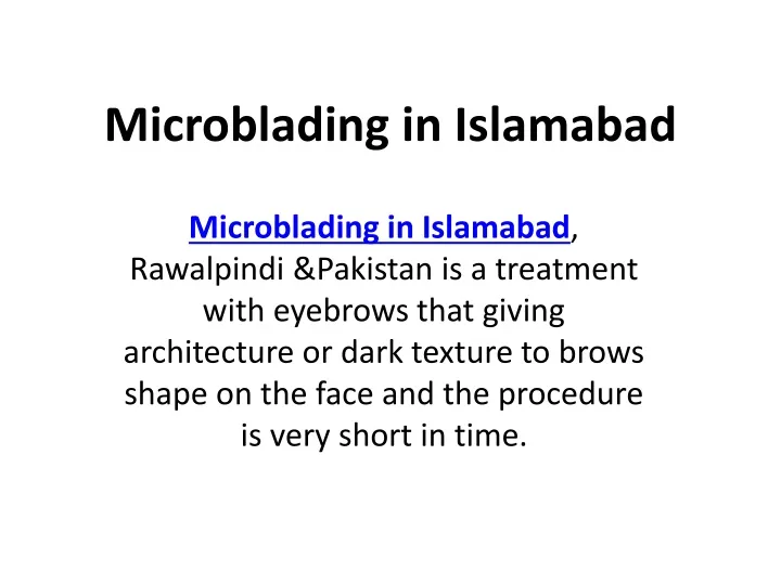microblading in islamabad
