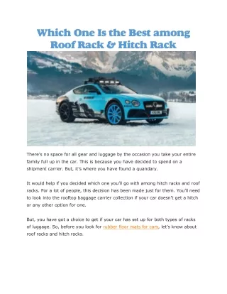 which one is the best among roof rack hitch rack