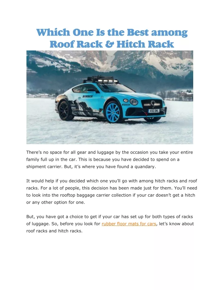 which one is the best among roof rack hitch rack