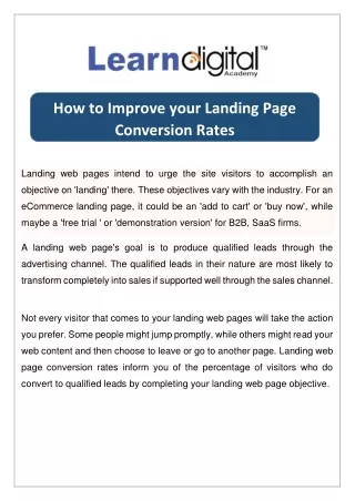 how to improve your landing page conversion rates