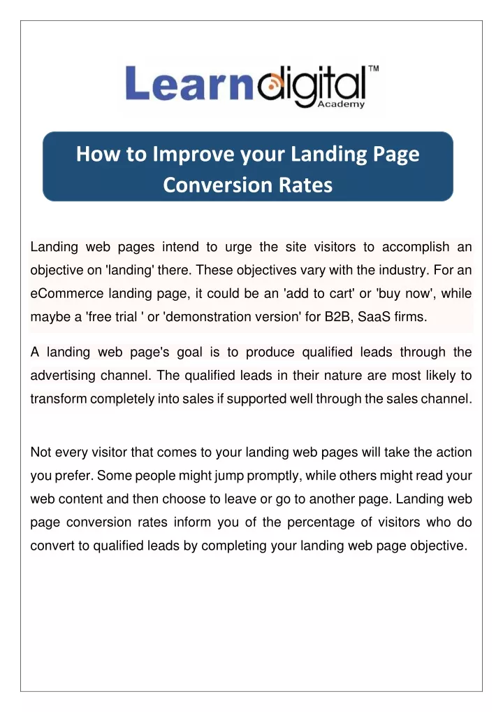 how to improve your landing page conversion rates